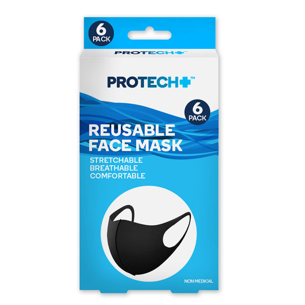 Protech REUSABLE FACE MASK - BLACK 5pack