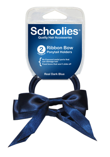 Schoolies Ribbon Bows 2pc - Real Dark Blue