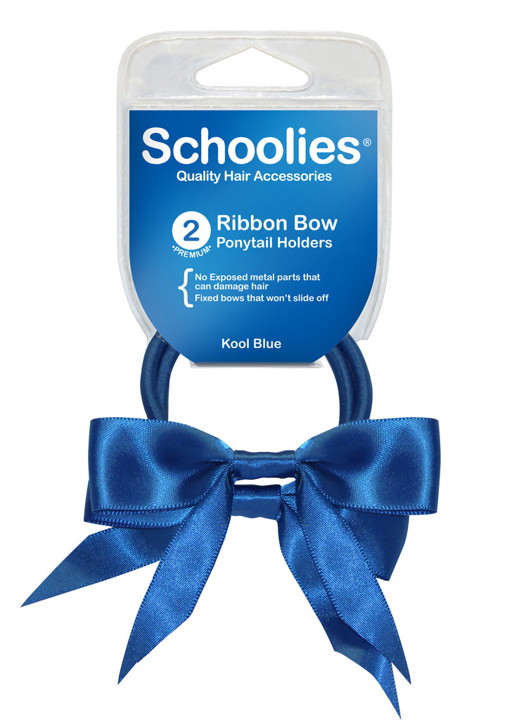 Schoolies Ribbon Bows 2pc - Kool Blue