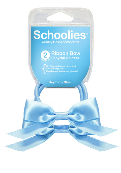 Schoolies Ribbon Bows 2pc - Hey Baby Blue