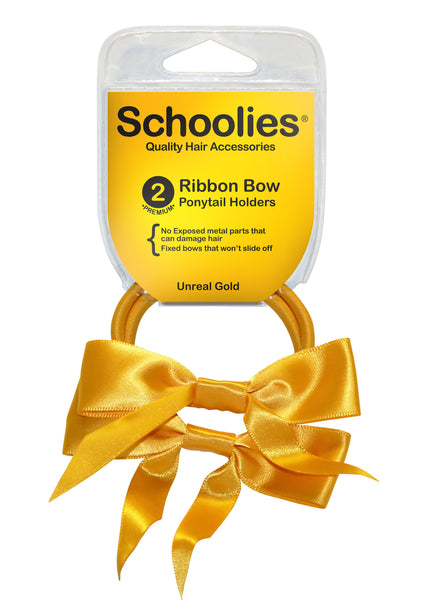 Schoolies Ribbon Bows 2pc - Unreal Gold