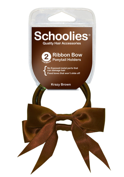 Schoolies Ribbon Bows 2pc - Krazy Brown