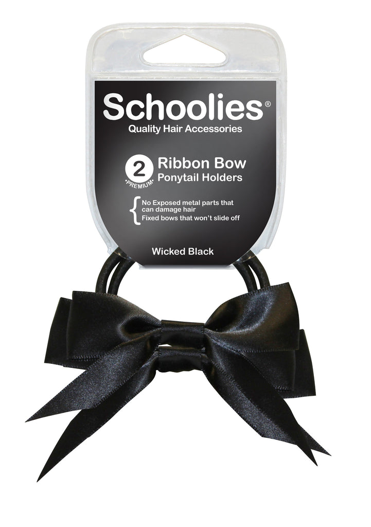 Schoolies Ribbon Bows 2pc - Wicked Black