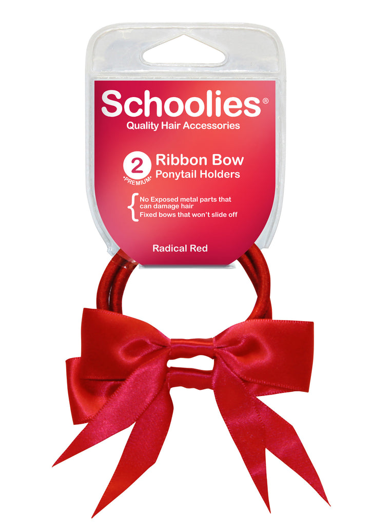 Schoolies Ribbon Bows 2pc - Radical Red