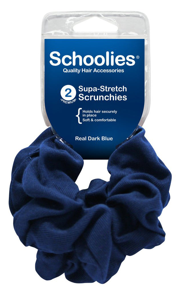Schoolies Supa-Stretch Scrunchies 2pc - Real Dark Blue