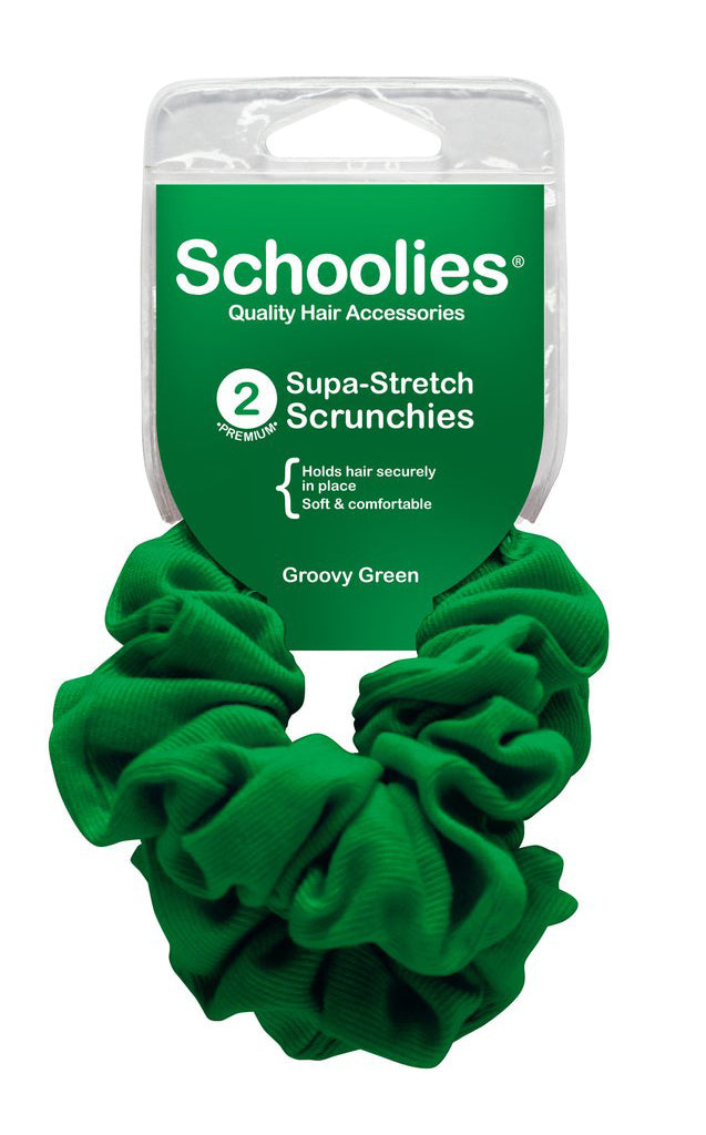 Schoolies Supa-Stretch Scrunchies 2pc - Groovy Green