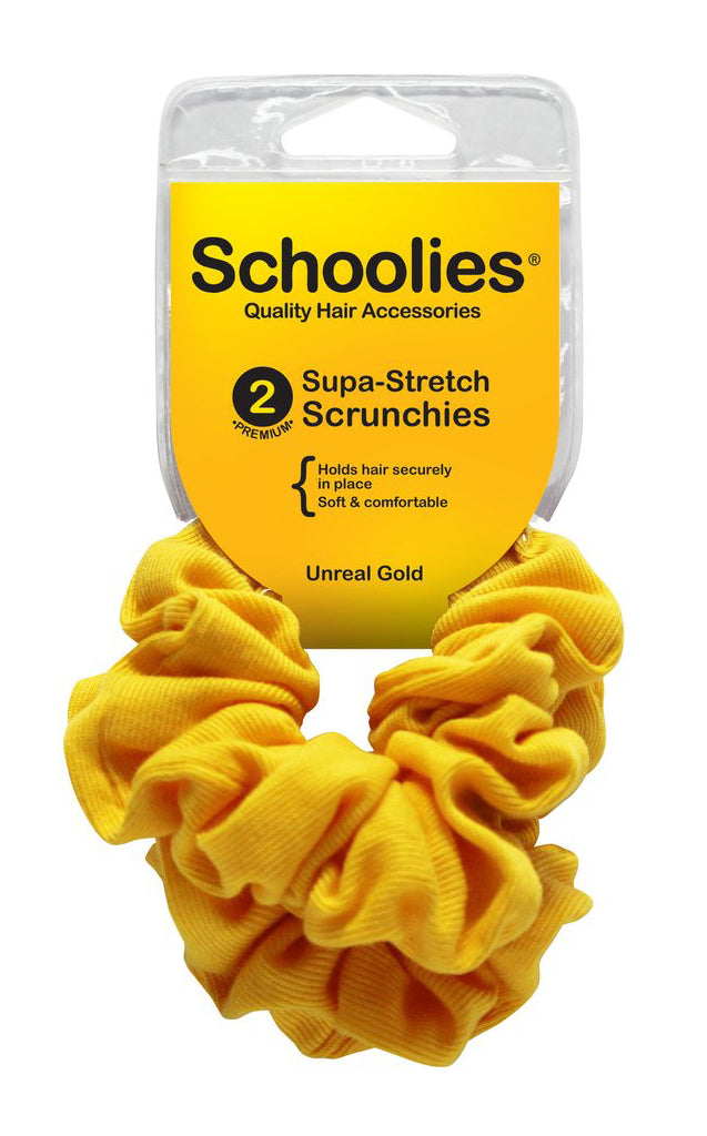 Schoolies Supa-Stretch Scrunchies 2pc - Unreal Gold