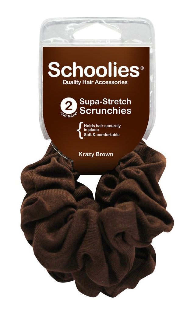 Schoolies Supa-Stretch Scrunchies 2pc - Krazy Brown