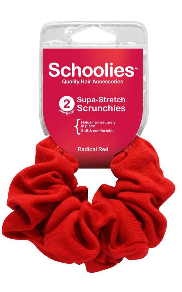 Schoolies Supa-Stretch Scrunchies 2pc - Radical Red