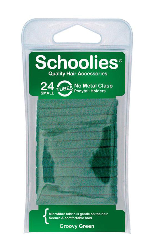 Schoolies Tubes Ponytail Holders 24pc - Groovy Green
