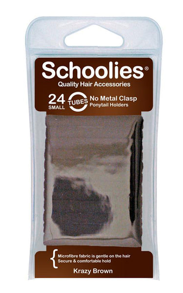 Schoolies Tubes Ponytail Holders 24pc - Krazy Brown