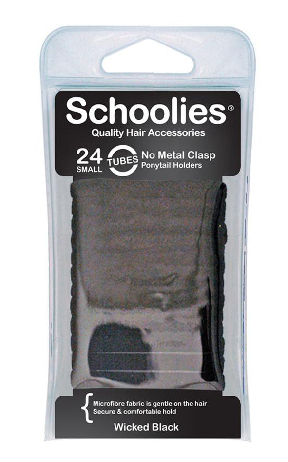 Schoolies Tubes Ponytail Holders 24pc - Wicked Black
