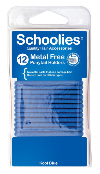 Schoolies Metal Free Ponytail Holders 12pc - Kool Blue