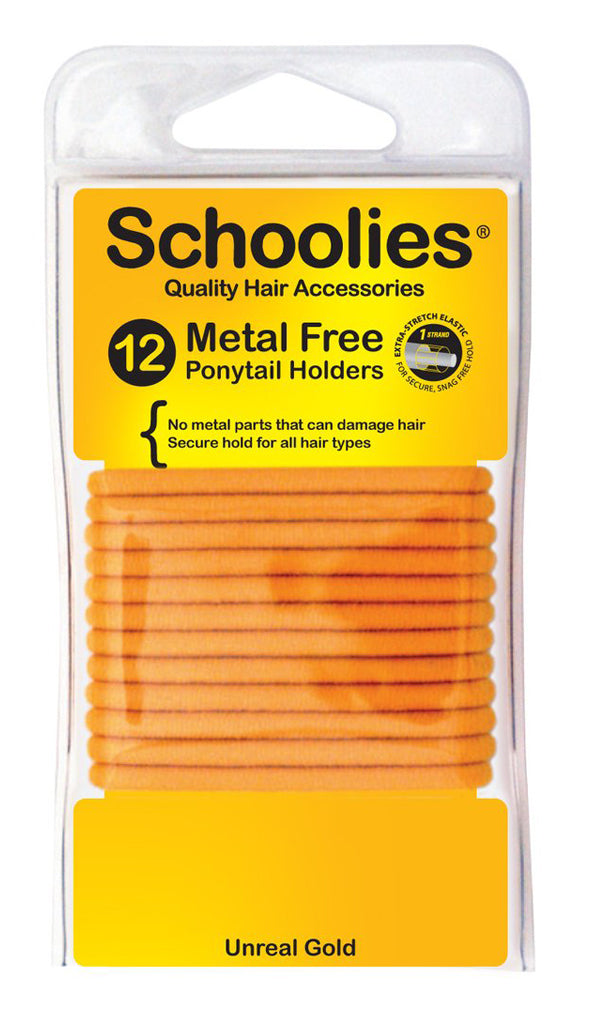 Schoolies Metal Free Ponytail Holders 12pc - Unreal Gold