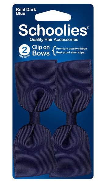Schoolies Clip On Bows - Real Dark Blue