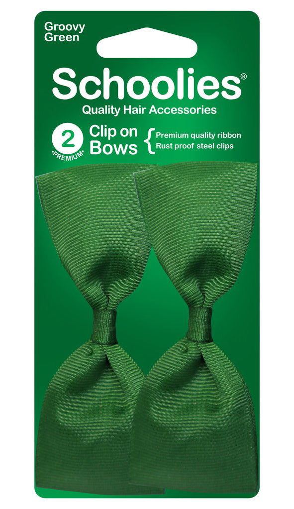 Schoolies Clip On Bows - Groovy Green
