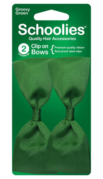 Schoolies Clip On Bows - Groovy Green