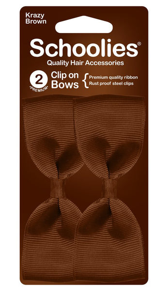 Schoolies Clip On Bows - Krazy Brown