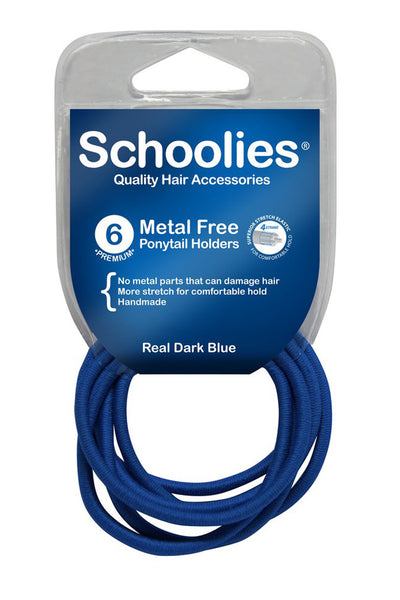 Schoolies Metal Free Ponytail Holders 6pc - Real Dark Blue