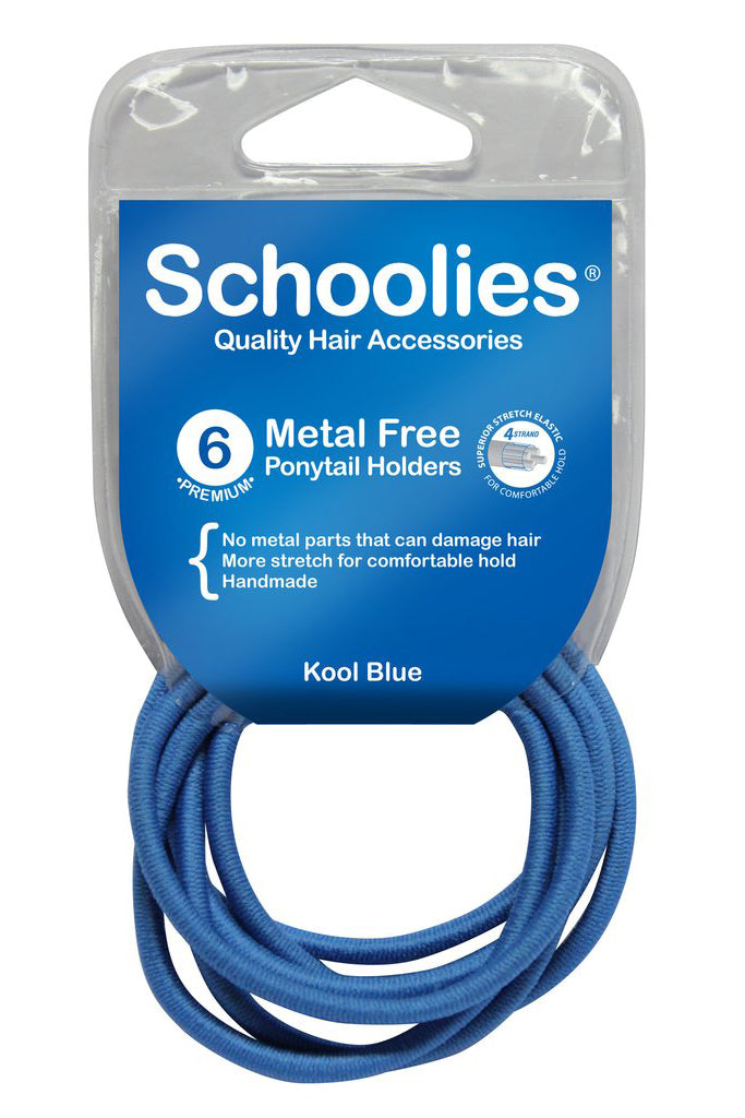 Schoolies Metal Free Ponytail Holders 6pc - Kool Blue