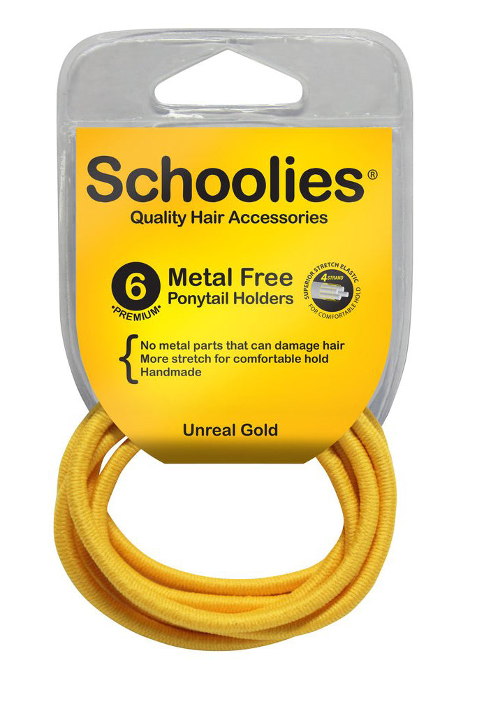 Schoolies Metal Free Ponytail Holders 6pc - Unreal Gold