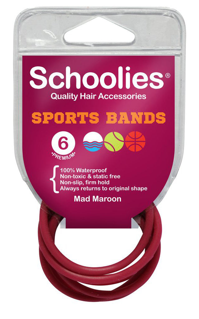 Schoolies Sports Bands 6pc - Mad Maroon