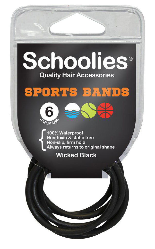 Schoolies Sports Bands 6pc - Wicked Black