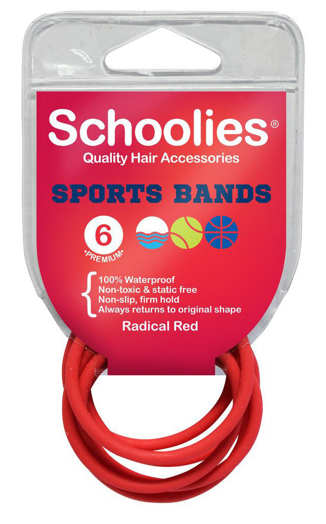 Schoolies Sports Bands 6pc - Radical Red